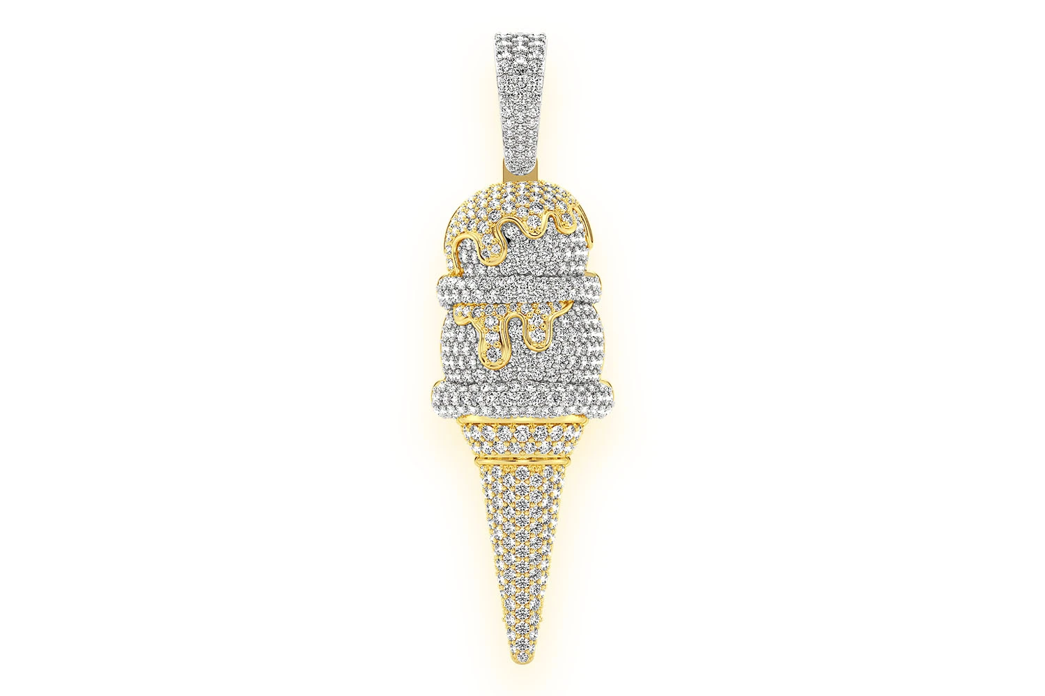 Collana premium rich cream New ③ Icebox - Double Scoop Ice Cream Diamond Pendant 14k Solid
