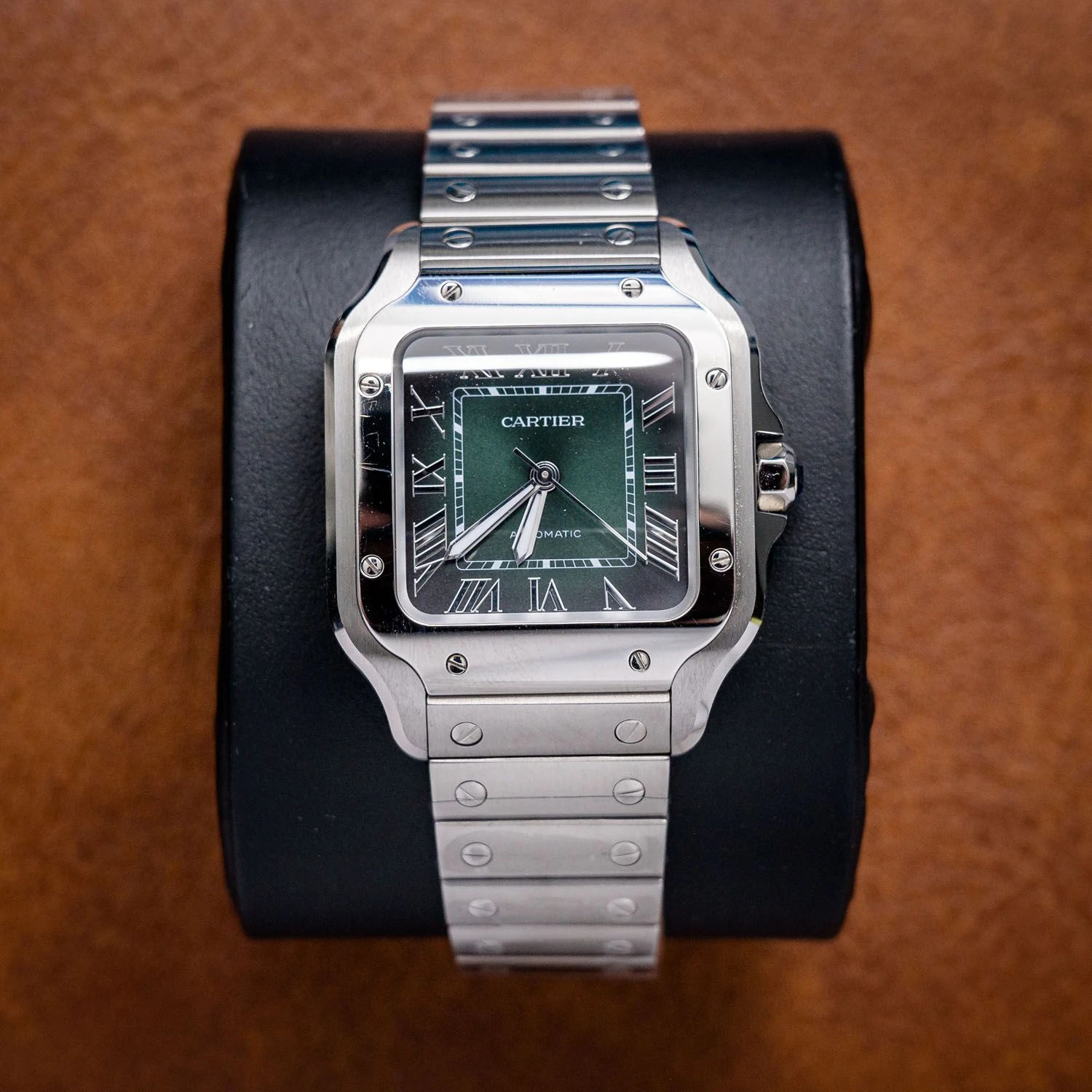 Icebox - Cartier Santos Green Dial Midsize Ss (2024) Unworn - Wc