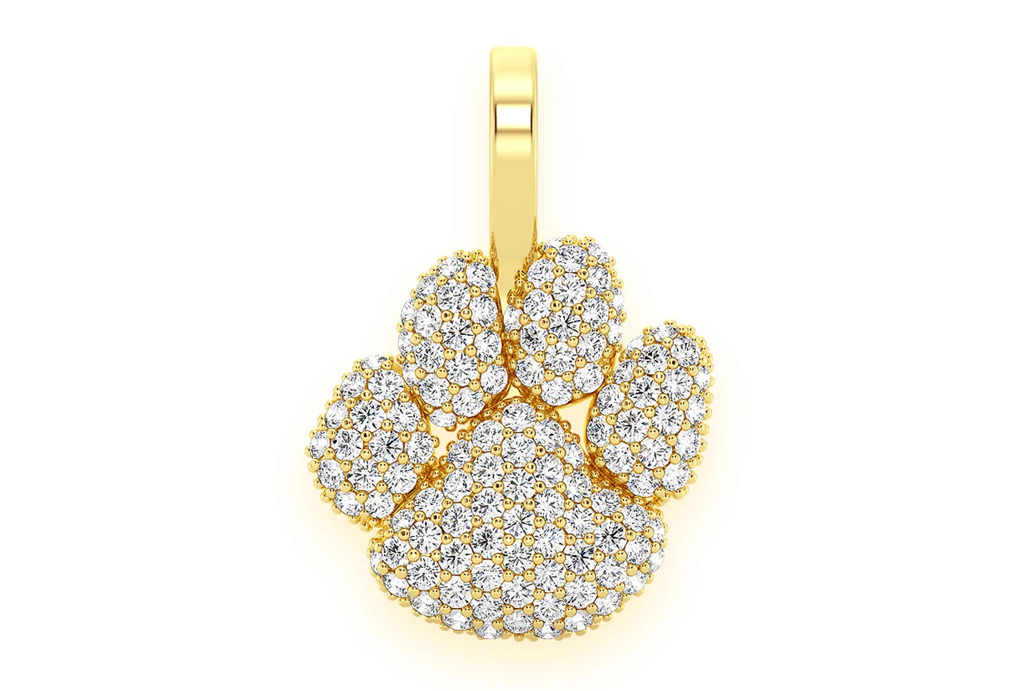 Icebox - Dog Paw Print Diamond Pendant 14k Solid Gold 0.45ctw