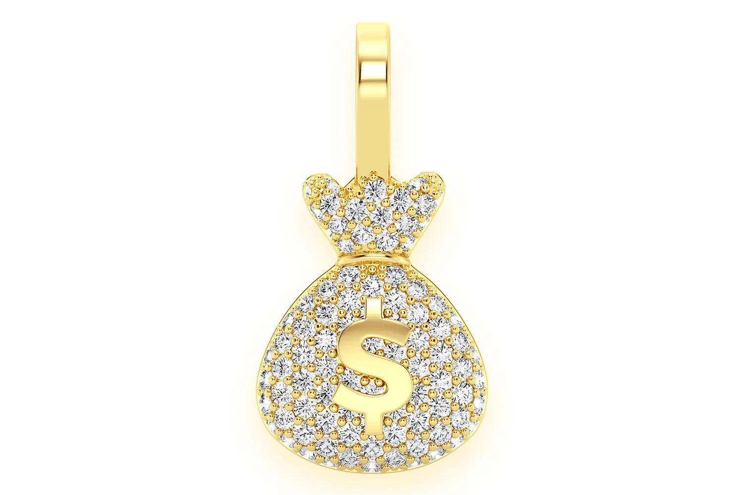 アクセサリー 14k YG Money Bag Pendant Real 925 Silver / 14k Gold Plated Money Bag Dollar Sign