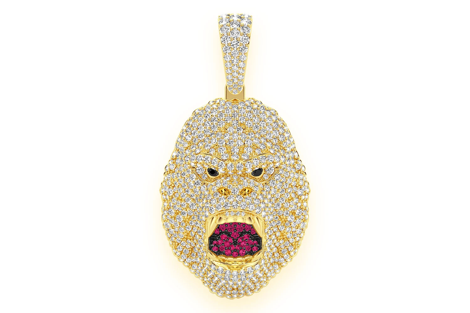 Gorilla Diamond Pendant 14k Solid Gold 4.50ctw