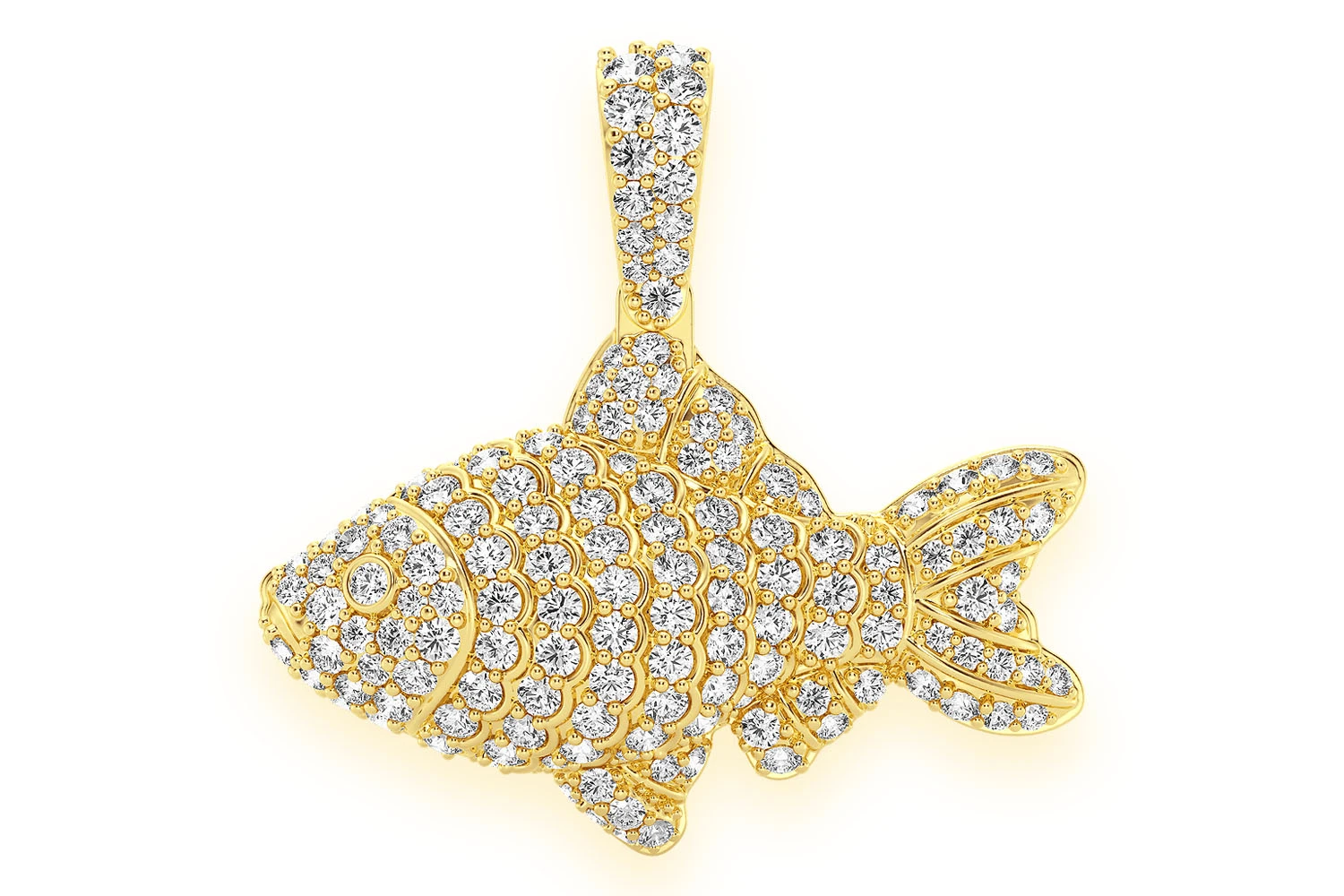 Icebox - Fish Diamond Pendant 14k Solid Gold 1.20ctw