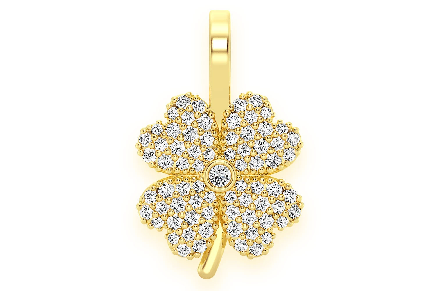 Icebox - Four Leaf Clover Diamond Pendant 14k Solid Gold 0.35ctw
