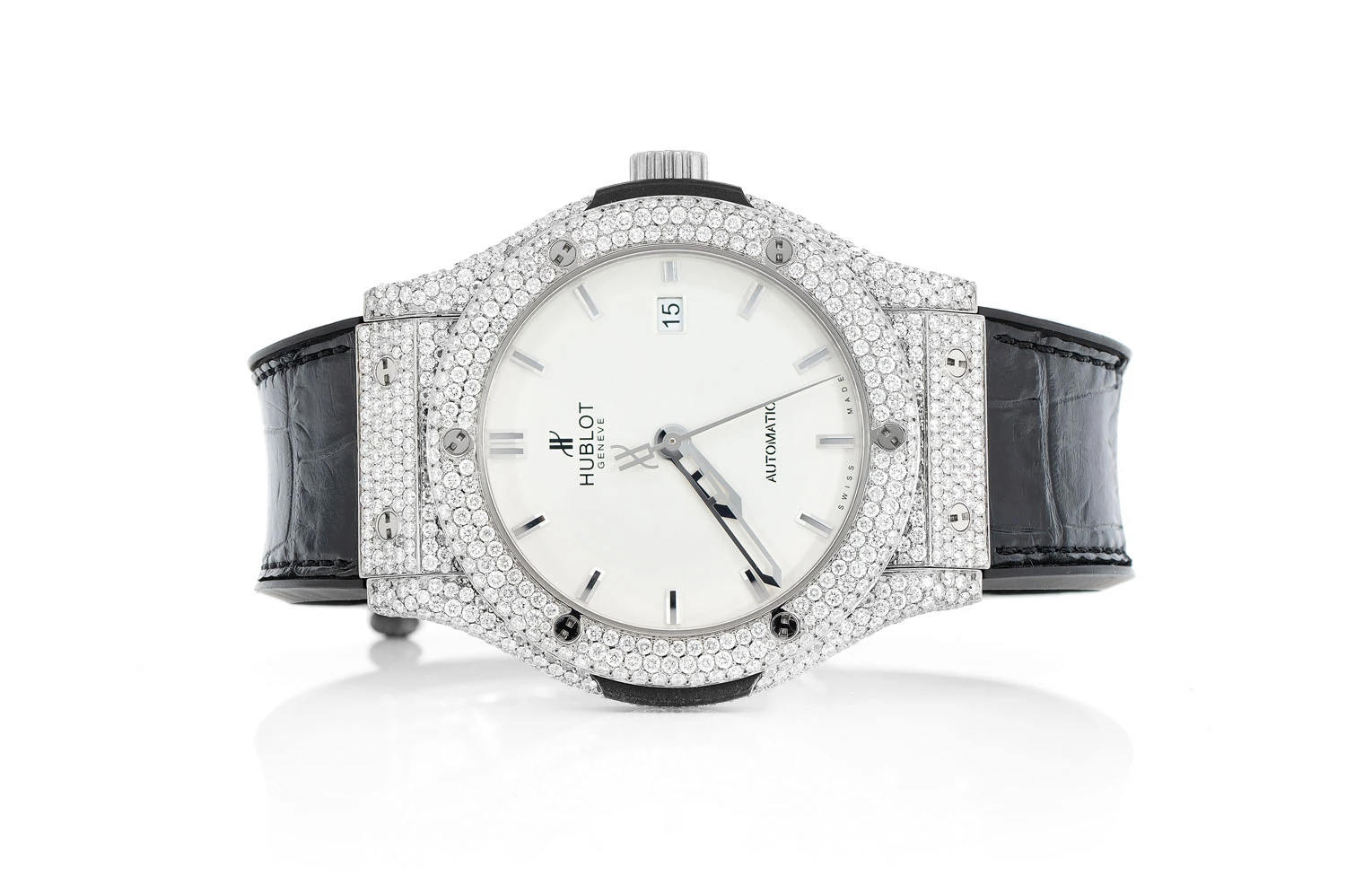 Icebox - Hublot Classic Fusion Steel - 7.25ctw Fully Iced Out