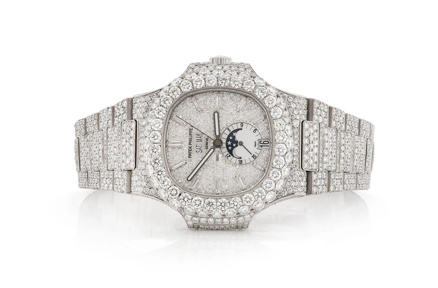 Icebox - Patek Philippe Moonphase 40MM Steel - 27.50ctw Fully Iced Out