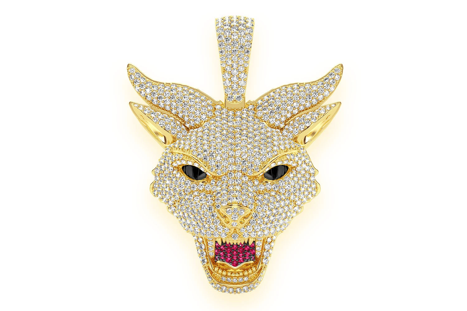 Icebox - Evil Cat Diamond Pendant 14k Solid Gold 4.70ctw