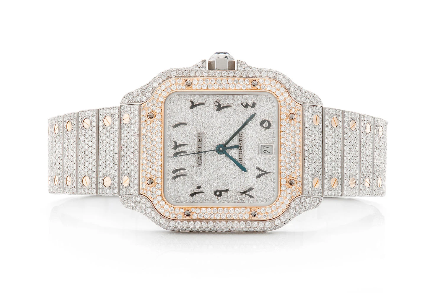 Cartier Santos de Cartier時計 Cartier Santos Iced Out Arabic Watch