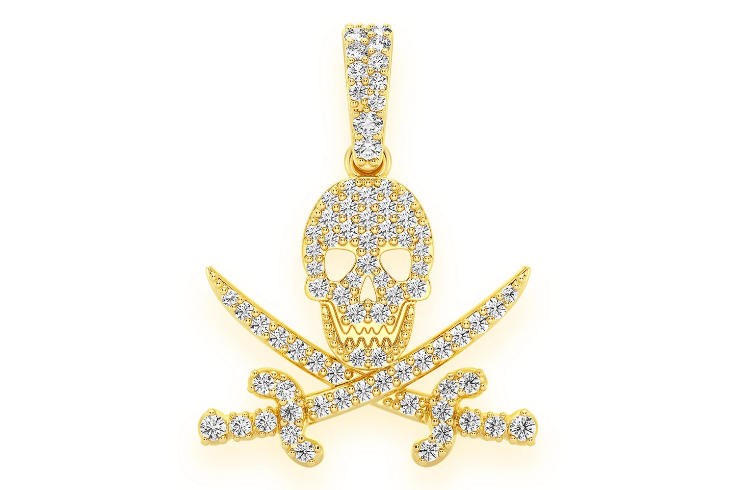 Icebox - Pirate Skull Diamond Pendant 14k Solid Gold 0.35ctw