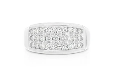 Three Row Angular Diamond Ring 14k Solid Gold 1.00ctw