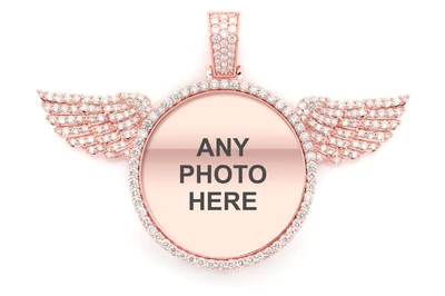 Round Picture Pendant With Wings Pendant 14k   