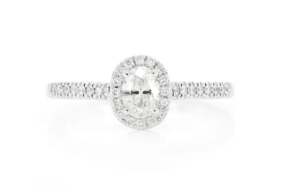 .66ctw - Oval Halo Single Row - Diamond Engagement Ring - All Natural
