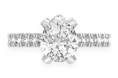 Thinn - 2.00ct Pear Solitaire - Single Row Scallop - Diamond Engagement Ring - All Natural