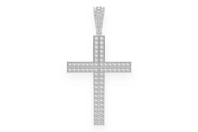 Straight Accent Cross Diamond Pendant 14k Solid Gold 5.50ctw