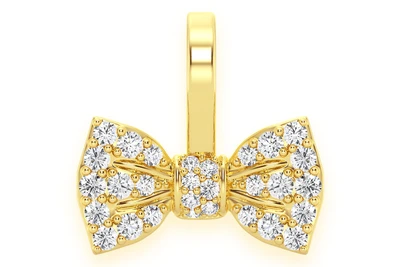 Bowtie Diamond Pendant 14k Solid Gold 0.20ctw