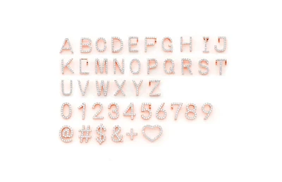 Letters & Numbers Diamond Pendant 14k Solid Gold 0.10ctw