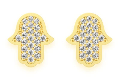 Mini Hamsa Stud Earrings 14k   0.15ctw