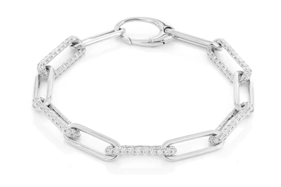 Elongated Rolo Link Diamond Bracelet 14k Solid Gold 3.25ctw