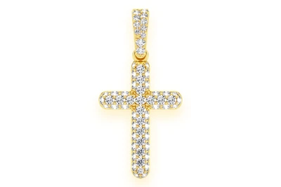 Bubbly Cross Diamond Pendant 14k Solid Gold 0.50ctw