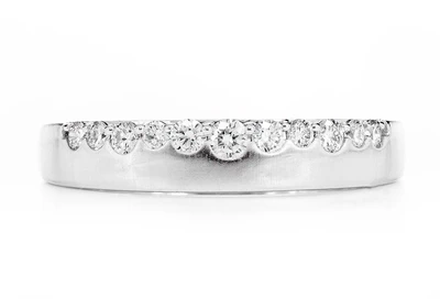 One Row Gypsy Set Diamond Band Ring 14k Solid Gold 0.25ctw