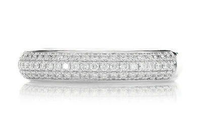 Three Row Bubbly Diamond Band Ring 14k Solid Gold 0.33ctw 