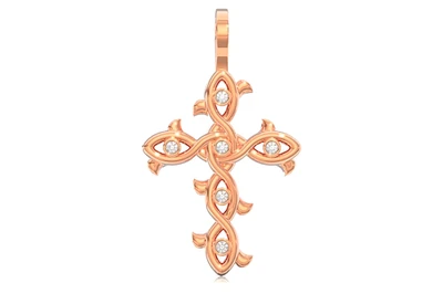 Thorn Bezel Cross Pendant 14k   