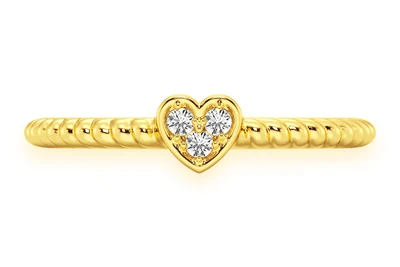 Three Stone Heart Rope Ring 14k   