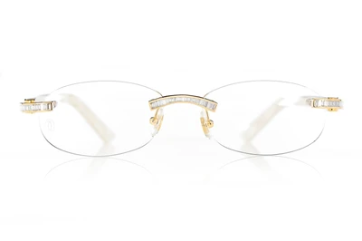 Cartier Glasses Iced Out Diamonds Rimless - 1.62ctw - Yellow Gold