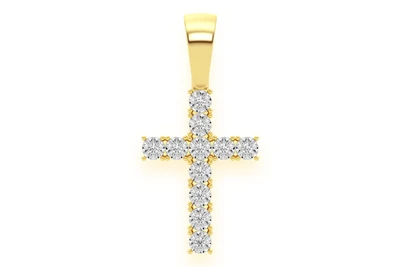 Miracle Set Cross Diamond Pendant 14k Solid Gold 0.15ctw
