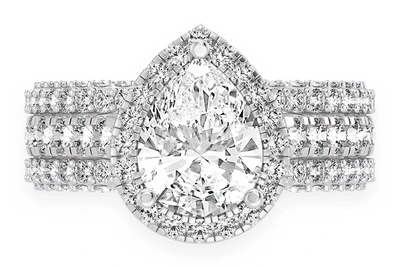 2.00ct Pear Solitaire - Three Row - Diamond Engagement Ring - All Natural