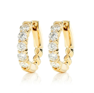 10pt Diamond Hoop Earrings 14k Solid Gold 1.00ctw