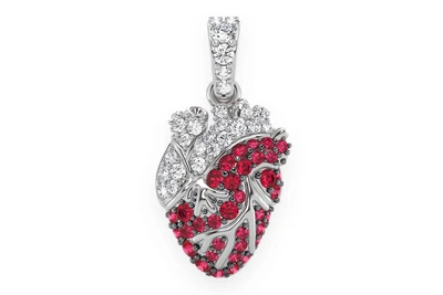 Ruby Human Heart Pendant 14k   