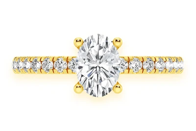 Oval Solitaire One Row Under Halo Ring 14k   