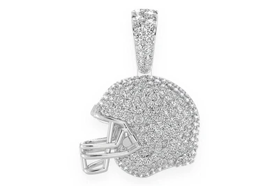 Football Helmet Diamond Pendant 14k Solid Gold 1.50ctw