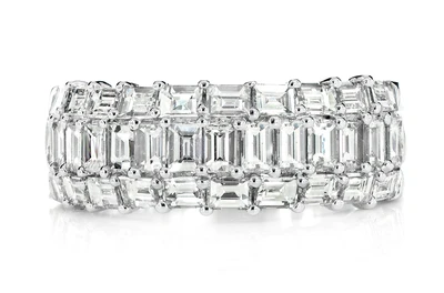 3 Row Baguette Prong Set Diamond Ring 14k Solid Gold 2.35ctw