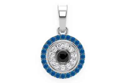 Round Evil Eye Diamond Pendant 14k Solid Gold 0.25ctw
