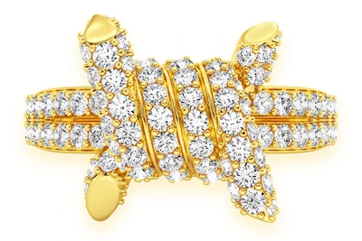 Barbed Wire Diamond Ring 14k Solid Gold 1.70ctw