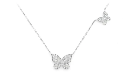 Double Butterfly Diamond Pendant 14k   