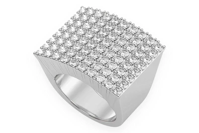 Square Signet Diamond Ring 14k Solid Gold 2.50ctw