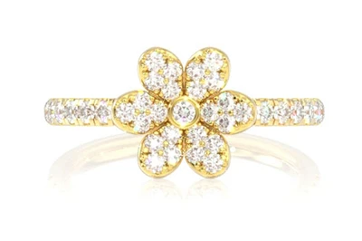 Flower Diamond Ring 14k Solid Gold 0.50ctw