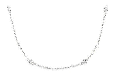 Ten Stone Station Bezel Diamond Necklace 14k Solid Gold 0.30ctw