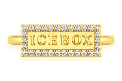 Icebox Logo Diamond Ring 14k Solid Gold 0.15ctw