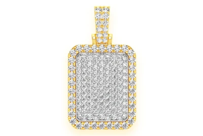 Pillow Double Layer Diamond Pendant 14k Solid Gold 3.00ctw