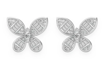 Butterfly Baguette Stud Earrings 14k   0.65ctw