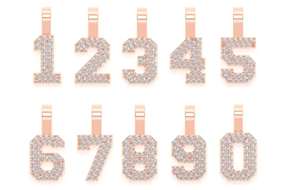 Small Jersey Number Pendant 14k   