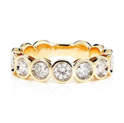 Seven Stone Bezel Set Band Ring 14k Solid Gold 1.00ctw