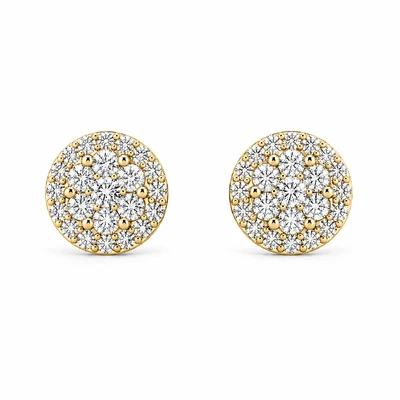 Halo Flower Stud Earrings 14k   1.00ctw