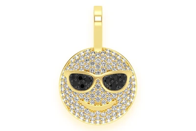 Sunglasses Emoji Diamond Pendant 14k Solid Gold 0.64ctw