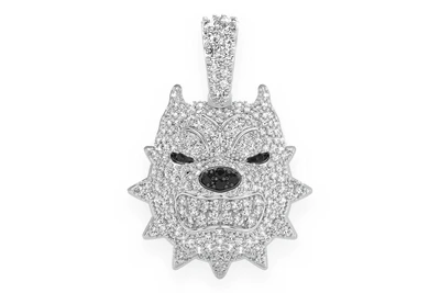 Pitbull Spiked Collar Diamond Pendant 14k Solid Gold 1.25ctw