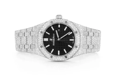 Audemars Piguet Royal Oak 37MM Stainless Steel - Fully Iced Out 17.50ctw