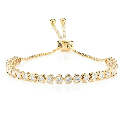 Bezel Diamond Slider Bracelet 14k Solid Gold 1.05ctw 